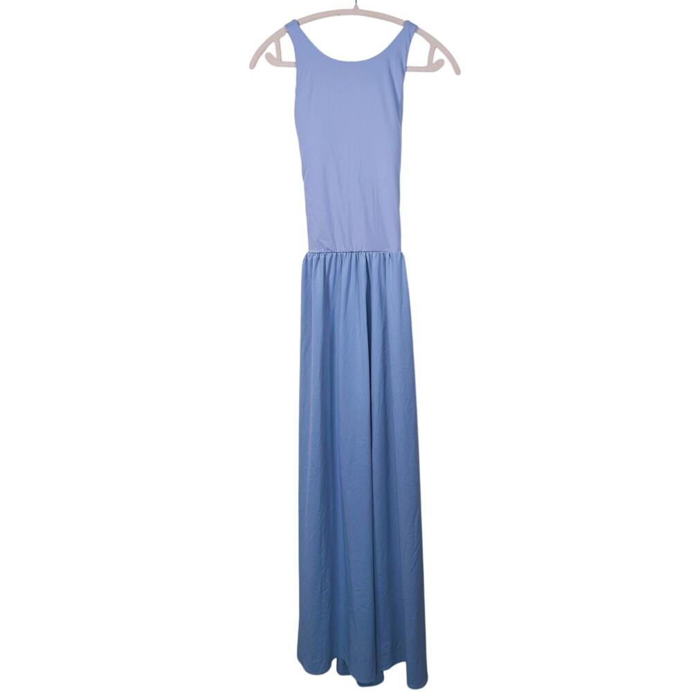 Halara Breezeful A-Line Sleeveless Maxi Dress L Blue Cross Back Casual Travel - Picture 3 of 11